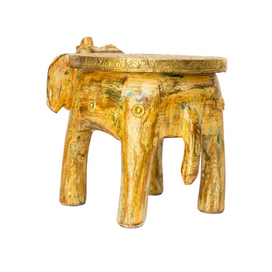 Wooden Elephant Bass Art - Distressed Cream Wooden Elephant Bass Art - Distressed Cream