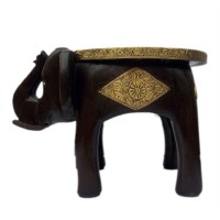 Wooden Elephant Embossed Brass Art