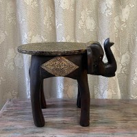 Wooden Elephant Embossed Brass Art