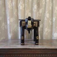 Wooden Elephant Embossed Brass Art