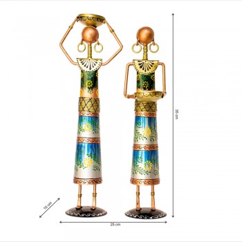 Tribal Women at Farm - Blue (Set of Two)