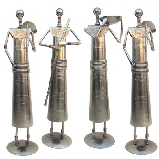Tribal Women at Farm - Tealight Candle Holder, Iron, ht 13 Inch Chrome (Set of Four) Tribal Women at Farm - Tealight Candle Holder, Iron, ht 13 Inch Chrome (Set of Four)