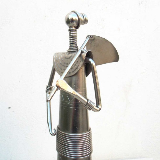 Tribal Women at Farm- Tealight Candle Holder, Iron, ht 13 Inch Chrome Tribal Women at Farm- Tealight Candle Holder, Iron, ht 13 Inch Chrome