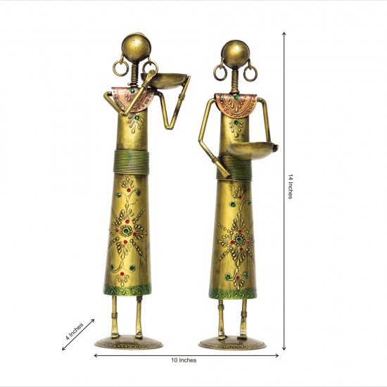 Tribal Women at Farm - Green Golden (Set of Two) Tribal Women at Farm - Green Golden (Set of Two)
