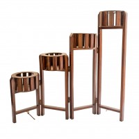 Wooden Plant Pot Holder 4 Step Folding Plain Polished