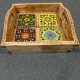 Ceramic-Blocked Wooden Serving Tray ( With Four Ceramic Tiles ) (8x8), Natural Polish, Coneart.