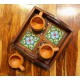 Decorative tray with wood and ceramic tiles serving-tray-wood
