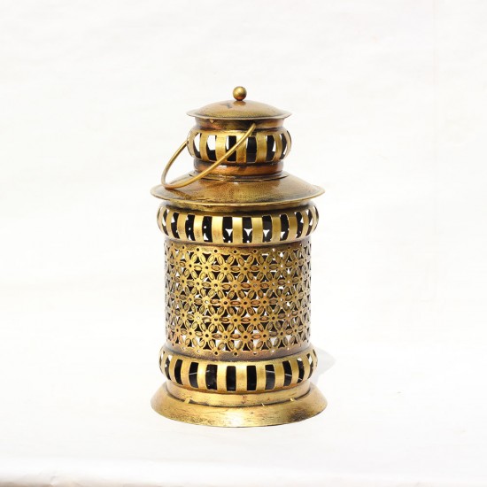 Iron Gajra Lantern - Antique Golden 11 Inch with Bracket for Hanging