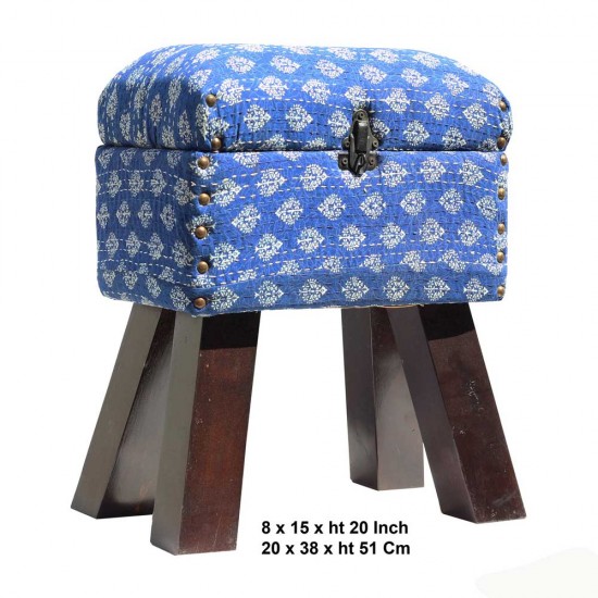 Wooden Cushioned Stool with Box