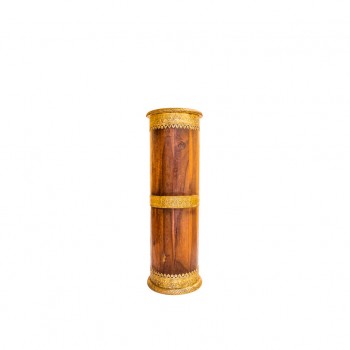 Wooden Umbrella Stand/ Cylindrical Planter with Brass art height 18 inches