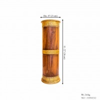 Wooden Umbrella Stand/ Cylindrical Planter with Brass art height 21 inches