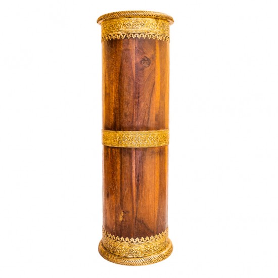 Wooden Umbrella Stand/ Cylindrical Planter with Brass art height 24 inches