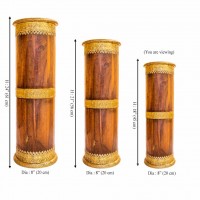 Wooden Umbrella Stand/ Cylindrical Planter with Brass art height 18 inches