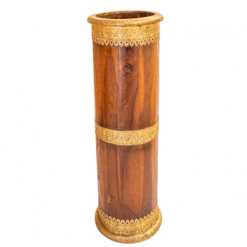Wooden Umbrella Stand/ Cylindrical Planter with Brass art height 24 inches