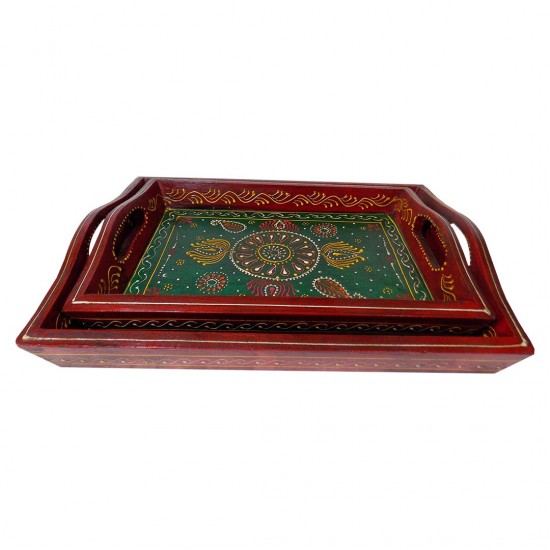Traditional Handpainted Tray - Set of 2