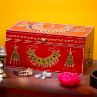 royal red maharani jewellery box hand-painted Indune royal red maharani jewellery box hand-painted Indune