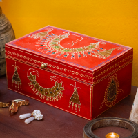 royal red maharani jewellery box hand-painted Indune royal red maharani jewellery box hand-painted Indune