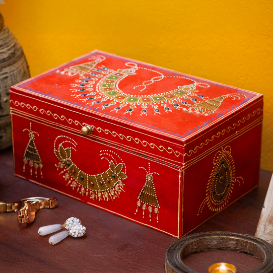 royal red maharani jewellery box hand-painted Indune royal red maharani jewellery box hand-painted Indune