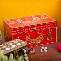 royal red maharani jewellery box hand-painted Indune royal red maharani jewellery box hand-painted Indune