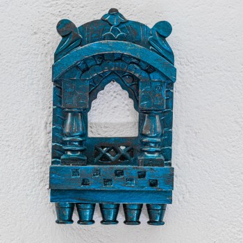 Distressed Blue Jharokha - 10 Inches