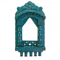 Traditional Painted Jharokha 16 Inches Distressed Blue