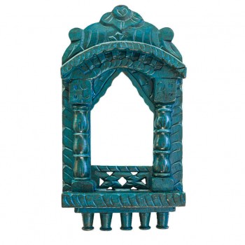 Traditional Painted Jharokha 16 Inches Distressed Blue