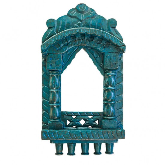 Traditional Painted Jharokha 16 Inches Distressed Blue