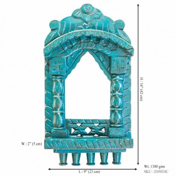 Traditional Painted Jharokha 16 Inches Distressed Blue