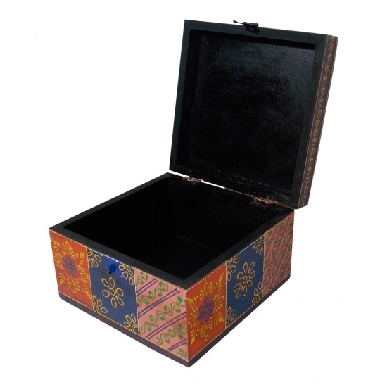 Hand Painted Box in Vibrant Colours & Floral Motifs