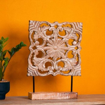 Carved wooden panel on stand architectural decor