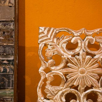 Carved wooden panel on stand architectural decor Carved wooden panel on stand architectural decor