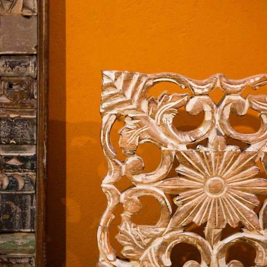 Carved wooden panel on stand architectural decor Carved wooden panel on stand architectural decor