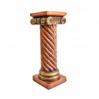 Antique Mettalic Twisted Rope Wooden Pillar height 24 Inch