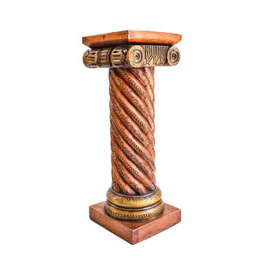 Antique Mettalic Twisted Rope Wooden Pillar height 24 Inch