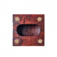 Wooden Square Tissue Box with Brassart