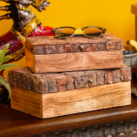 wooden bark box small rich brown finish Indune wooden bark box small rich brown finish Indune