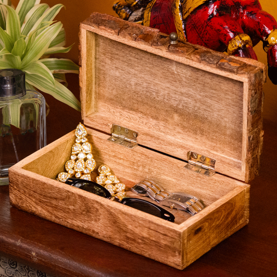 wooden bark box small rich brown finish Indune wooden bark box small rich brown finish Indune