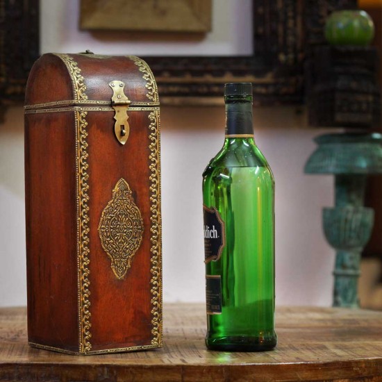 Polished Bottle Case with Brass Art