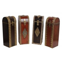 Polished Bottle Case with Brass Art (Assorted Colour & Designs)