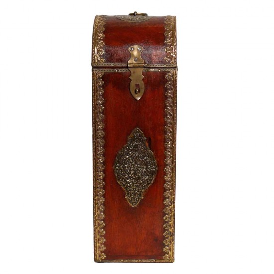 Polished Bottle Case with Brass Art