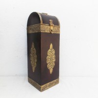 Polished Bottle Case with Brass Art (Assorted Colour & Designs)