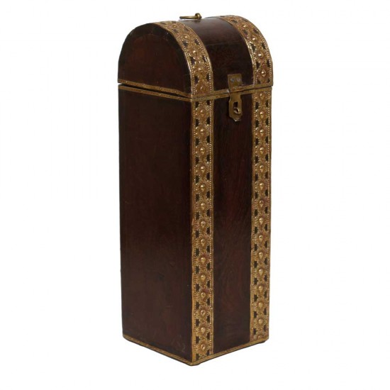 Polished Bottle Case with Brass Art (Assorted Colour & Designs) Polished Bottle Case with Brass Art (Assorted Colour & Designs)