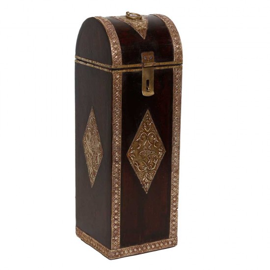 Polished Bottle Case with Brass Art (Assorted Colour & Designs)