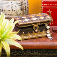 rustic wooden jewellery box with bone art Indune rustic wooden jewellery box with bone art Indune