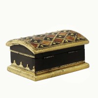 Indune Wooden Jewellery Box Rustic with Bone Art 6 x 3 Inches