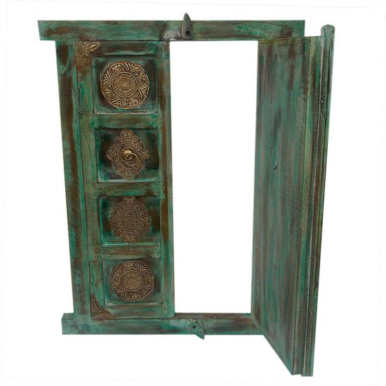 Wooden Decorative Window , Rustic Green