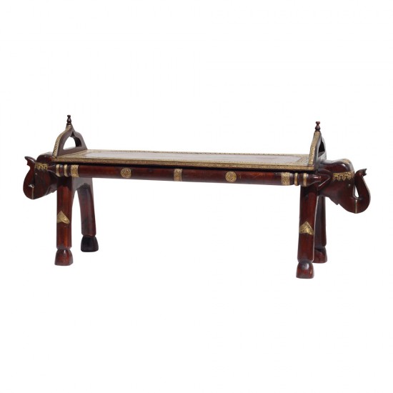 Elephant Entryway Bench- Polished & Brassart Elephant Entryway Bench- Polished & Brassart