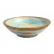 Wooden Rustic Bowl with Embossed Brass Art- Distress Blue