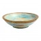 Wooden Rustic Bowl with Embossed Brass Art - Distress White