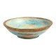 Wooden Rustic Bowl with Embossed Brass Art - Distress White Wooden Rustic Bowl with Embossed Brass Art - Distress White